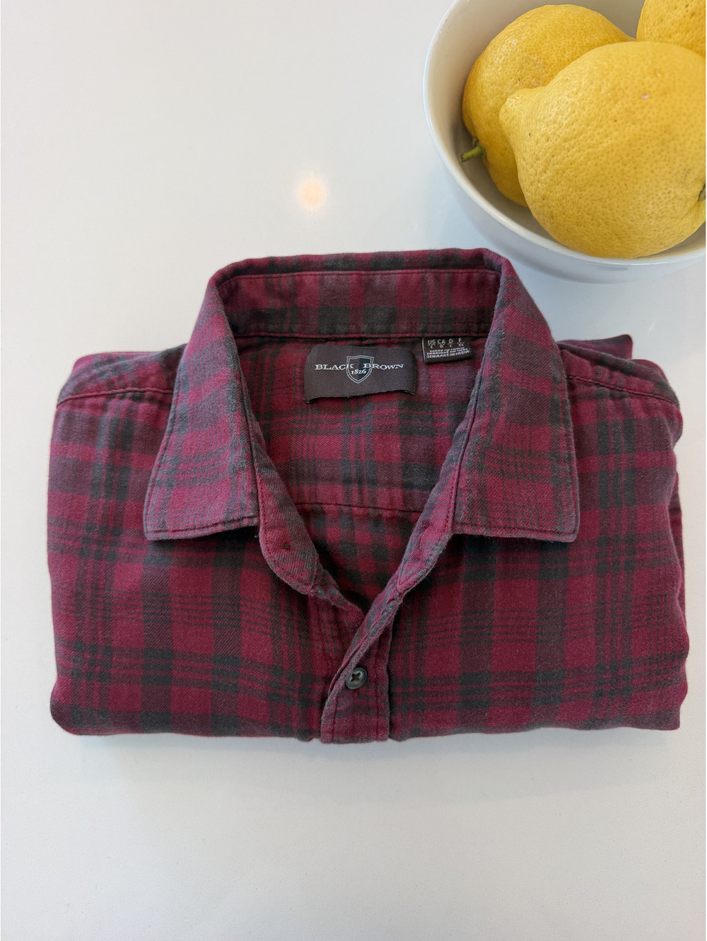 BLACK BROWN 1826 Red and BlackCotton Plaid Shirt - Large